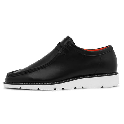 Black Men's Lace-Up Shoes TAYNO Leather Moc Toe Oxford Casual Sneaker the Haulover