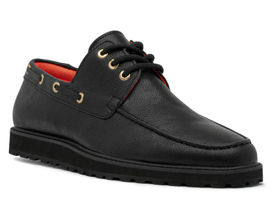 Black Men's Lace-Up Shoes Tayno Leather Boat Casual Sneaker Style-The Captain