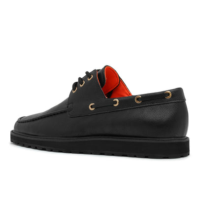 Black Men's Lace-Up Shoes Tayno Leather Boat Casual Sneaker Style-The Captain