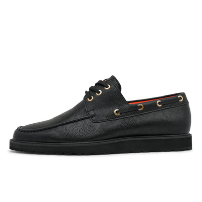 Black Men's Lace-Up Shoes Tayno Leather Boat Casual Sneaker Style-The Captain