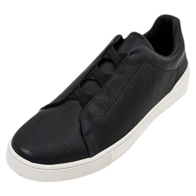 Black Men's Slip-On Leather Sneakers Casual Shoes CS-807