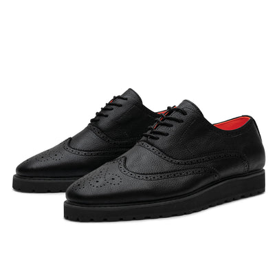 Black Men's Sneaker TAYNO Leather Lace Up Wingtip Sneaker-The Priority L