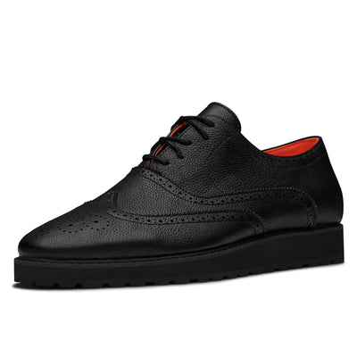 Black Men's Sneaker TAYNO Leather Lace Up Wingtip Sneaker-The Priority L