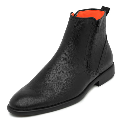 Black Men's TAYNO Leather Chelsea Boot Double Side Zipper the Coupe L