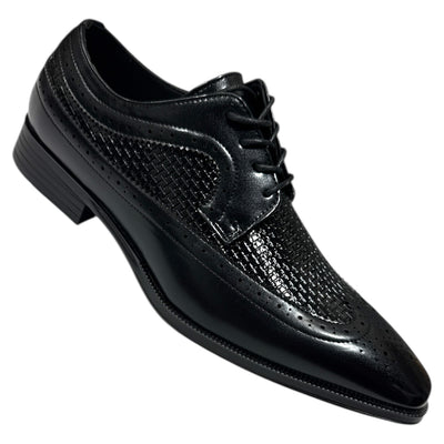 Black Men's Two-Tone Wingtip Oxford Lace-Up Shoes Style-7068