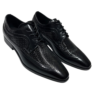 Black Men's Two-Tone Wingtip Oxford Lace-Up Shoes Style-7068