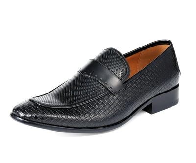 Black Men's fashion design Slip-On Dress Shoes Printed Leather Loafer Style-WREN