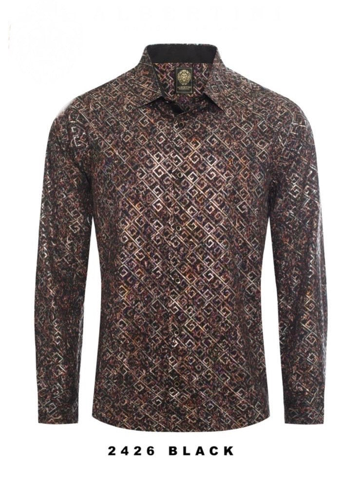 Black Paisley Luxury Fashion Design Men's Long Sleeve Casual Shirt Regular-Fit Style No: 2426 XL / Black Black Paisley Luxury Fashion Design Men's Long Sleeve Casual Shirt Regular-Fit Style No: 2426 XL / Black
