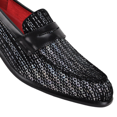 Black Sliver Men's Suede Dress Shoes Fashion Design Slip-On Loafer Style No-7020