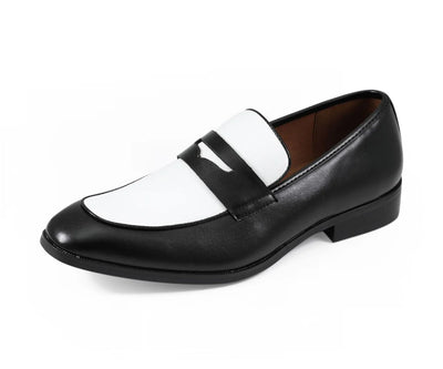 Black/White Two-Tone Men's Slip-On Dress Shoes Style No-LEVI