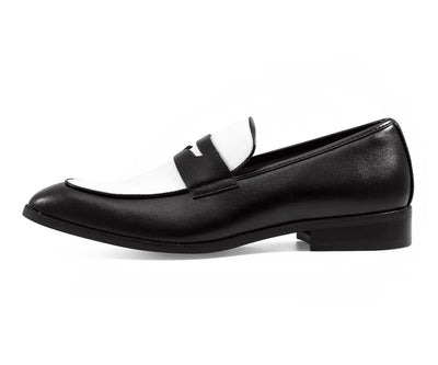 Black/White Two-Tone Men's Slip-On Dress Shoes Style No-LEVI