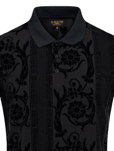 Black Men's Fashion Design Paisley Printed Short Sleeve Polo Shirt Regular-Fit - DESIGN MENSWEAR