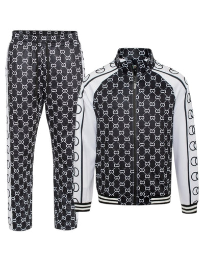 Black Men's Tracksuits Long Sleeve Jogging Set 2 Piece Jackets and Pants VPS-715