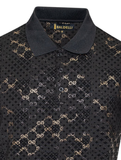 Black and Gold Men's Luxury Fashion Design Polo T-Shirt