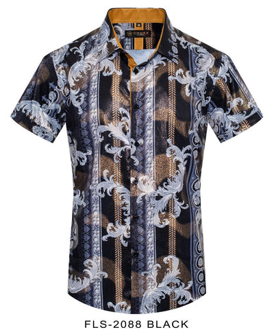 Black and Gold Multi Color Men's Short Sleeve Shirt Graphic Fashion Design - DESIGN MENSWEAR