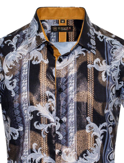 Black and Gold Multi Color Men's Short Sleeve Shirt Graphic Fashion Design - DESIGN MENSWEAR