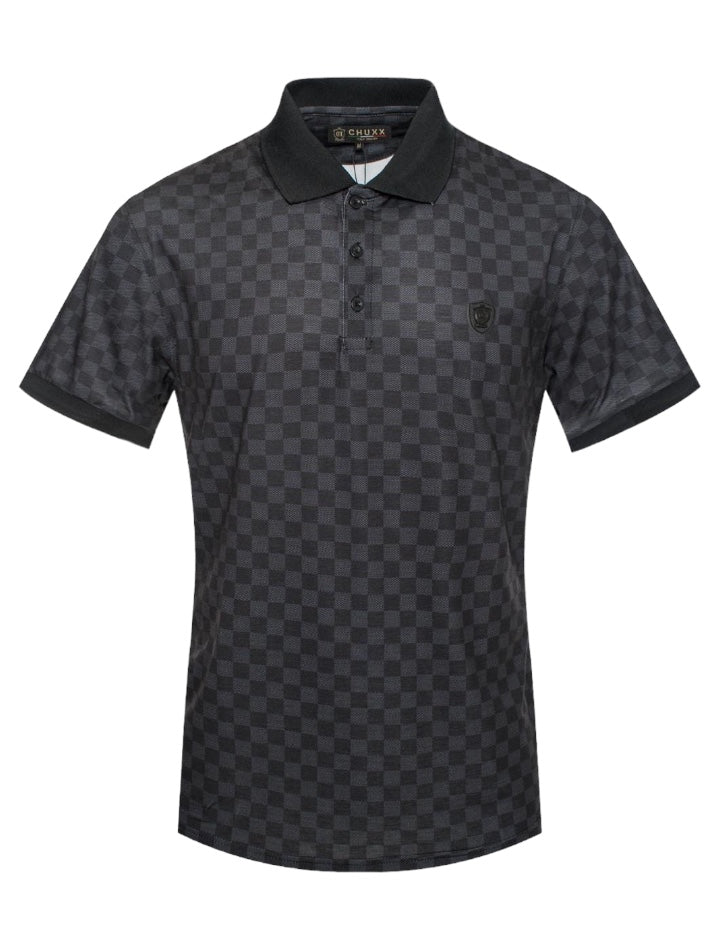 Black and Gray printed Plaid Luxury Short Sleeve Polo T-Shirt Italy Design