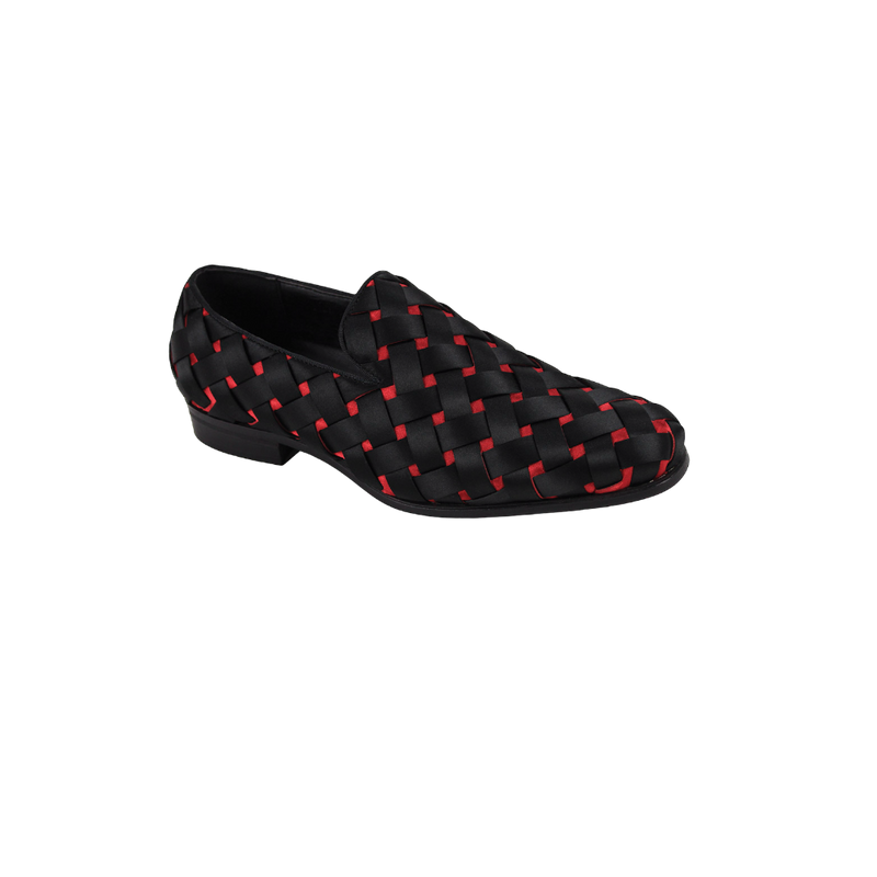 Black and Red Prince Plain Toe Satin Slip-On luxury Men&