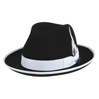 Black and White Trim Steven Land Men's Australian Wool Hat Style-The Domingo