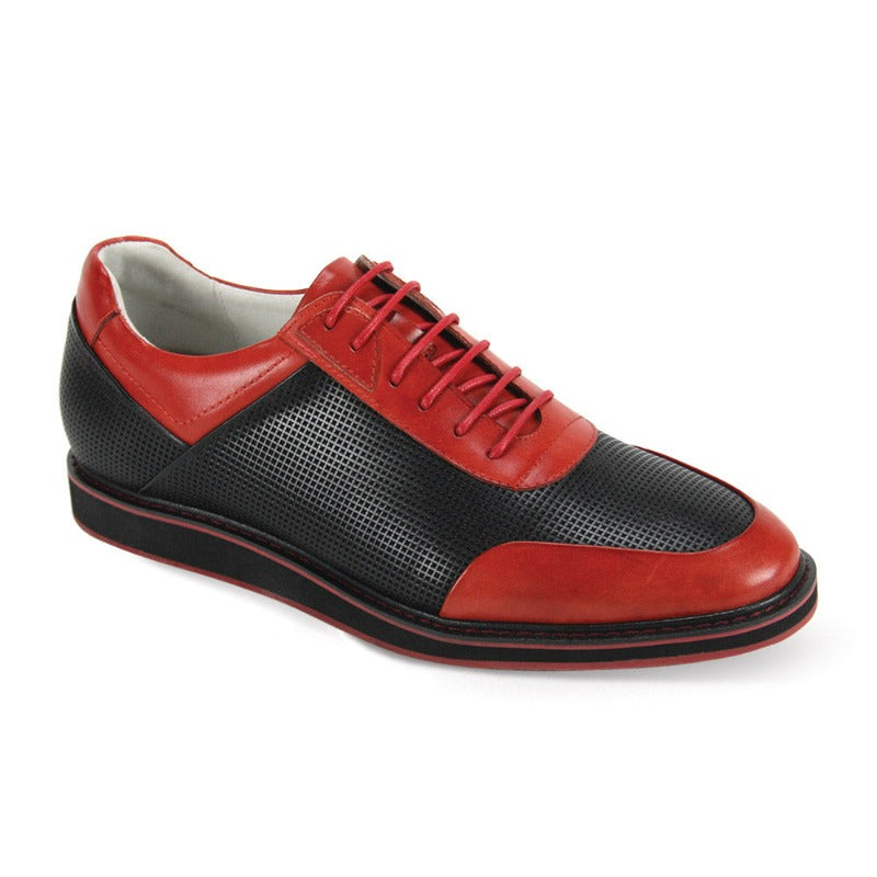 Black and red sneakers genuine leather men&