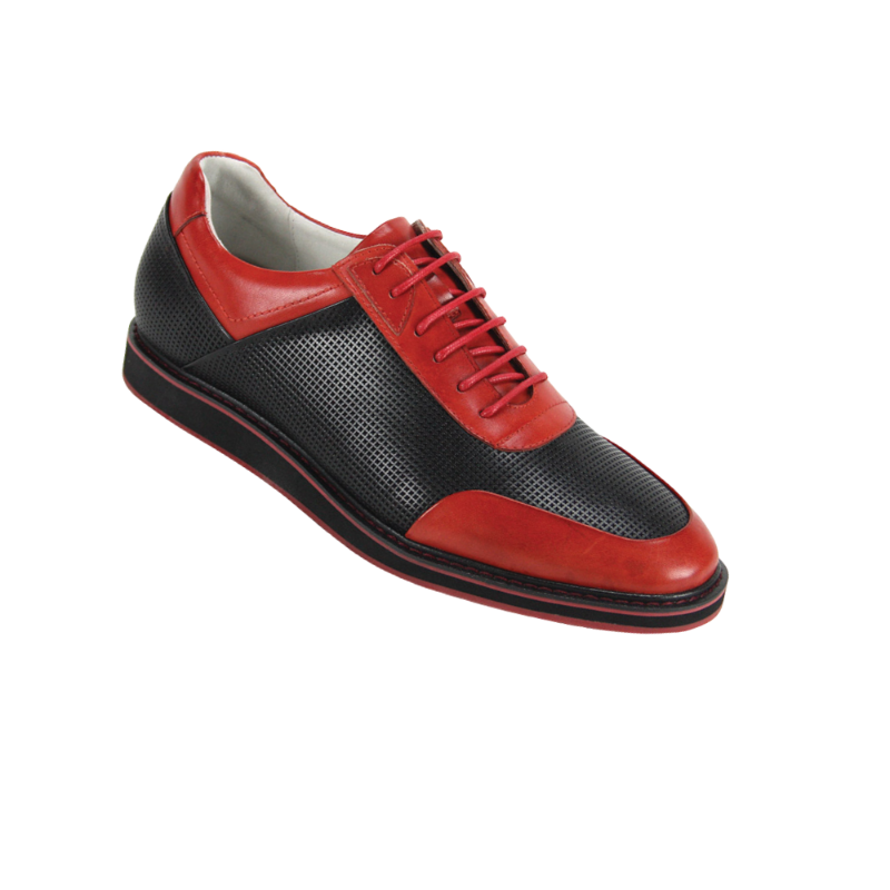 Black and red sneakers genuine leather men&