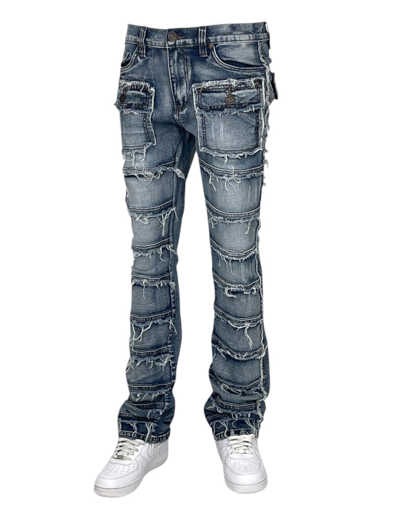 Blue Stacked Jeans Men&