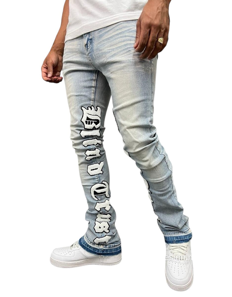 Blue Stacked Vintage Jeans Men&