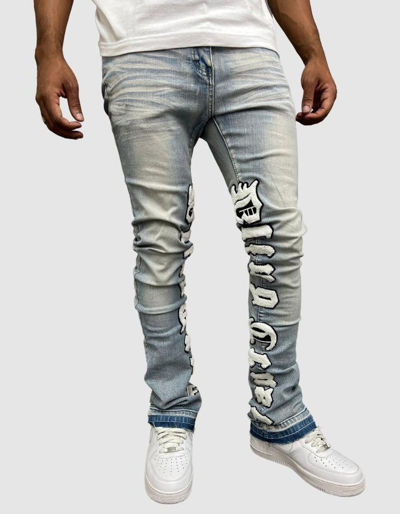 Blue Stacked Vintage Jeans Men&