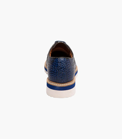 Blue Stacy Adams Loafer Lace Up Wingtips Croc Print Men's shoes-25725-400