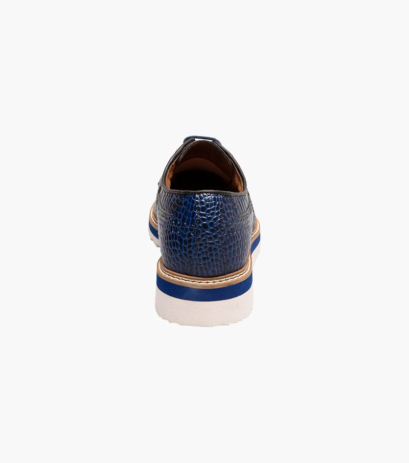 Blue Stacy Adams Loafer Lace Up Wingtips Croc Print Men&