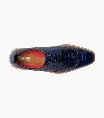 Blue Stacy Adams Loafer Lace Up Wingtips Croc Print Men's shoes-25725-400