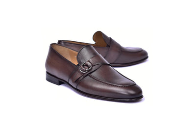 Brown Men's Dress Shoes Side Buckle Loafer Style No : C00101-6628 By Corrente