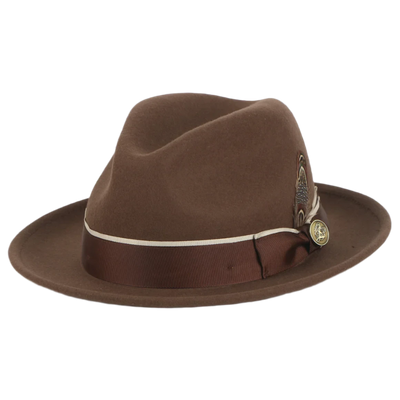 Brown Men's Steven Land Wool Fedora Hat Style No-Bogart