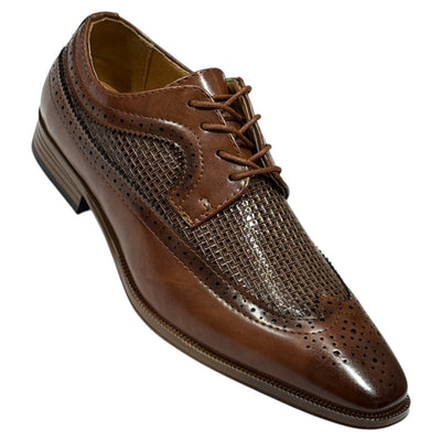 Brown Men's Two-Tone Wingtip Oxford Lace-Up Shoes Style-7068