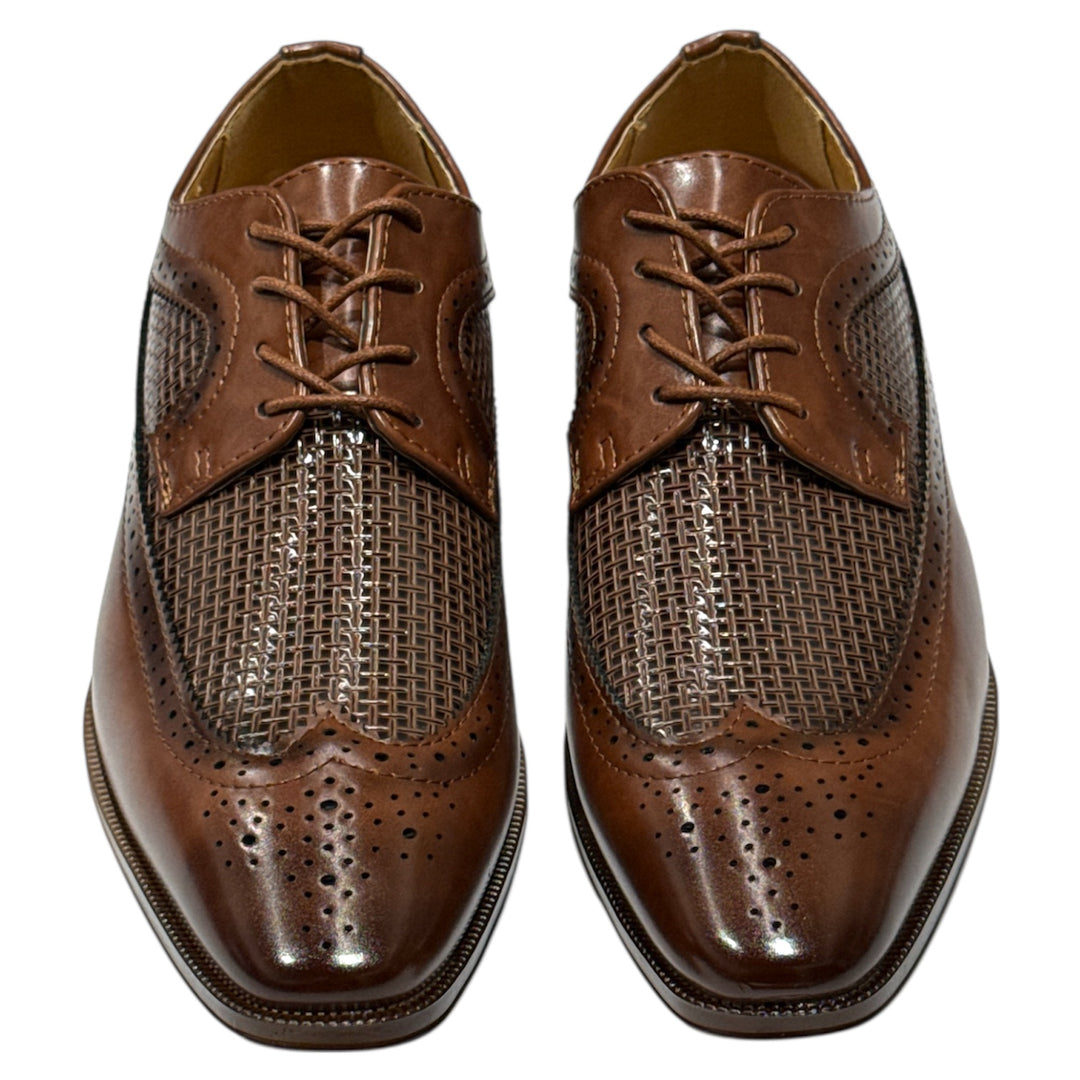 Brown Men's Two-Tone Wingtip Oxford Lace-Up Shoes Style-7068  DESIGN  MENSWEAR