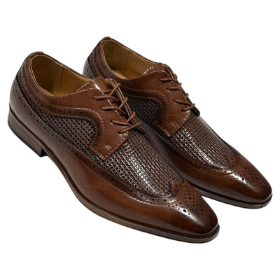 Brown Men's Two-Tone Wingtip Oxford Lace-Up Shoes Style-7068