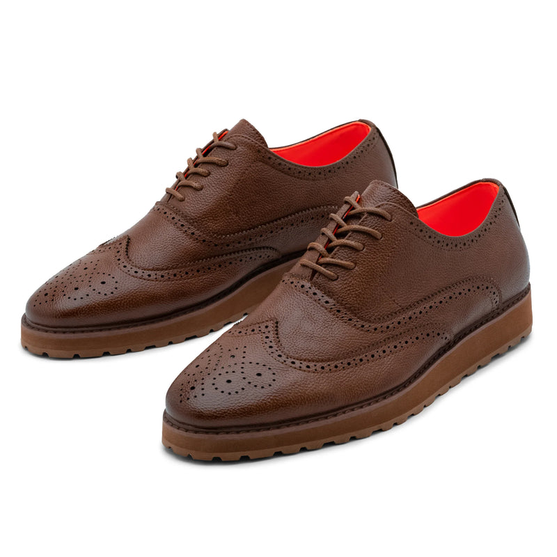 Brown Sneaker TAYNO Leather Lace Up Wingtip Sneaker-The Priority L