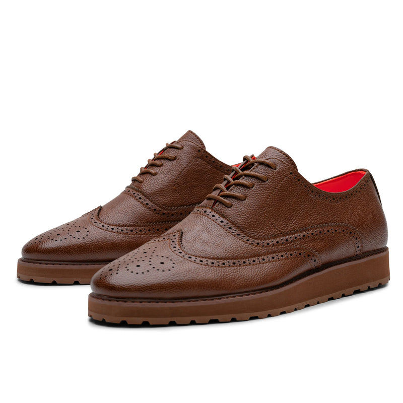 Brown Sneaker TAYNO Leather Lace Up Wingtip Sneaker-The Priority L