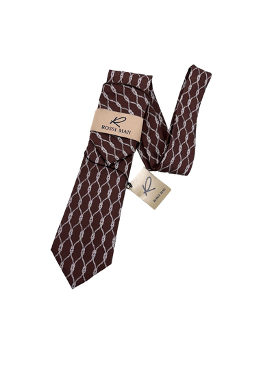 Brown and Grey Fashion Design Rossi Man Tie and handkerchief set