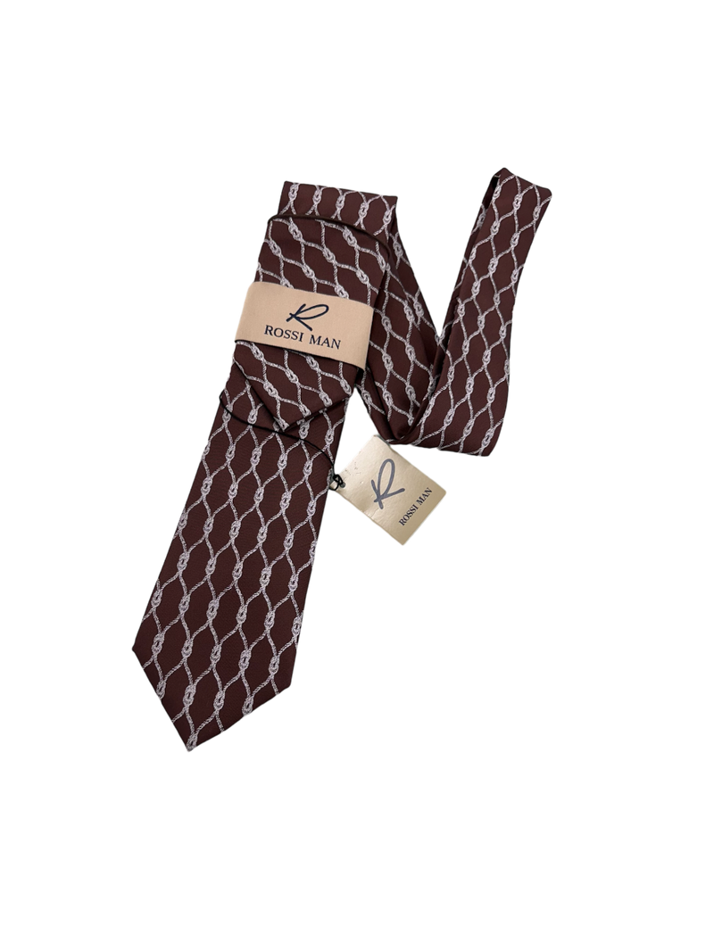 Brown and Grey Fashion Design Rossi Man Tie and handkerchief set