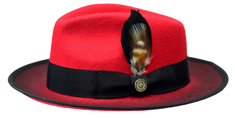 Red-Black Wool Hat Felt Fedora New Yorker Collection Bruno Capelo