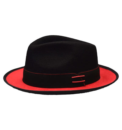 Black/Red Bruno Capelo Outcast Collection Wool Felt Fedora Men's Hat
