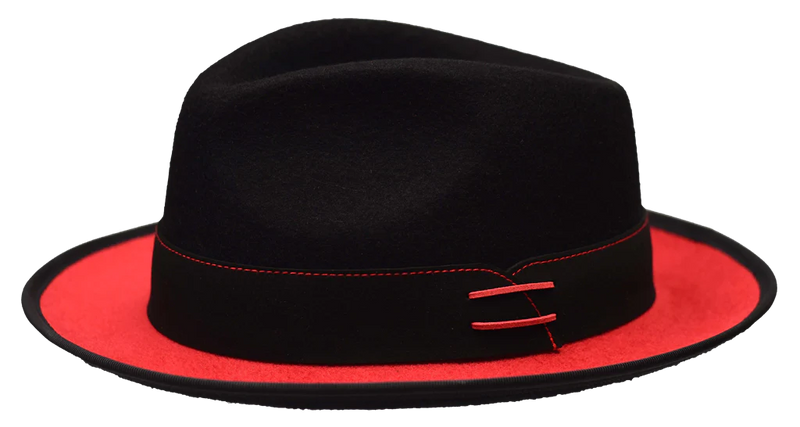 Black/Red Bruno Capelo Outcast Collection Wool Felt Fedora Men&