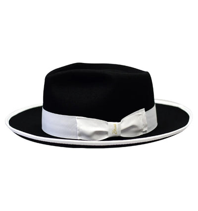Black and White Bruno Capelo Men's Hats Night Hawk Collection Wool Felt Fedora