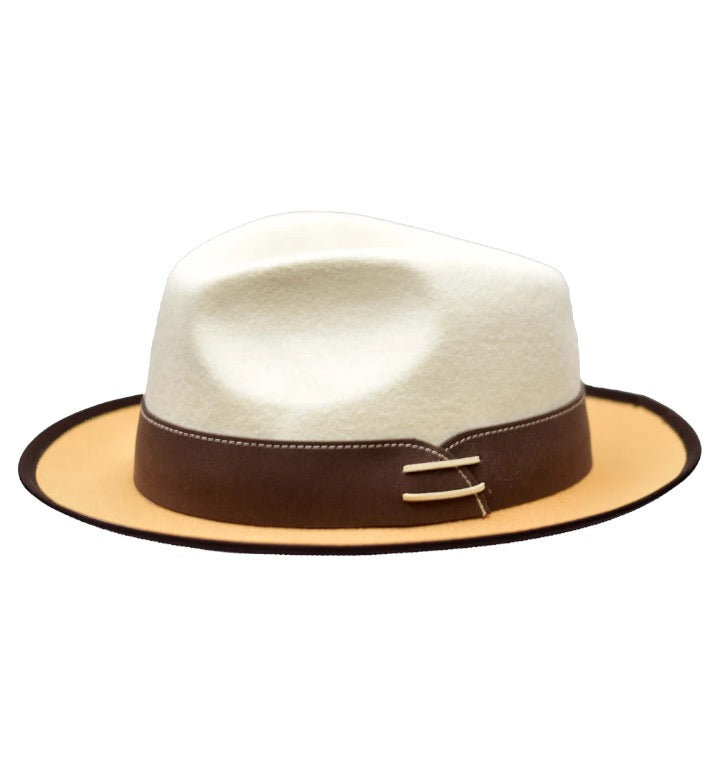 Bone/Camel/Brown Bruno Capelo Outcast Collection Wool Felt Fedora Men&