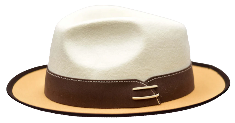 Bone/Camel/Brown Bruno Capelo Outcast Collection Wool Felt Fedora Men&