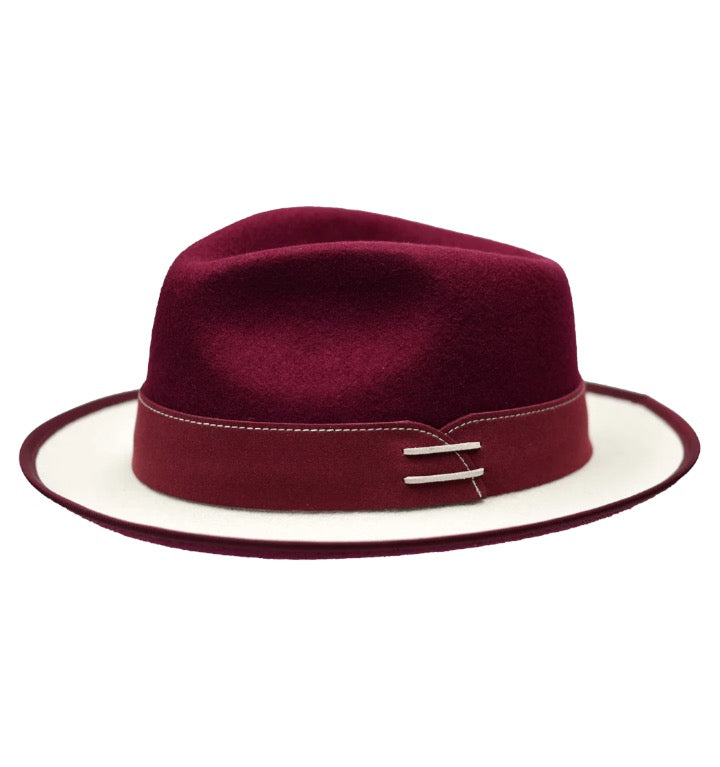 Burgundy Outcast Collection Bruno Capelo Wool Felt Fedora Men&