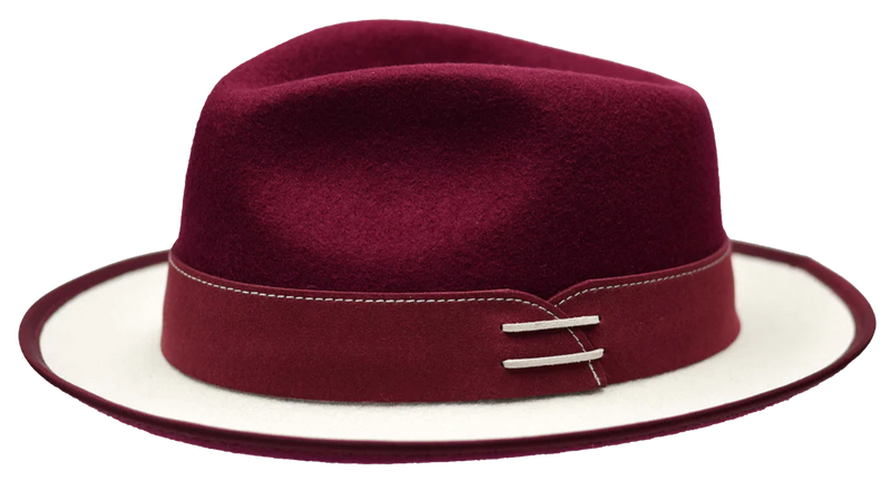 Burgundy Outcast Collection Bruno Capelo Wool Felt Fedora Men&