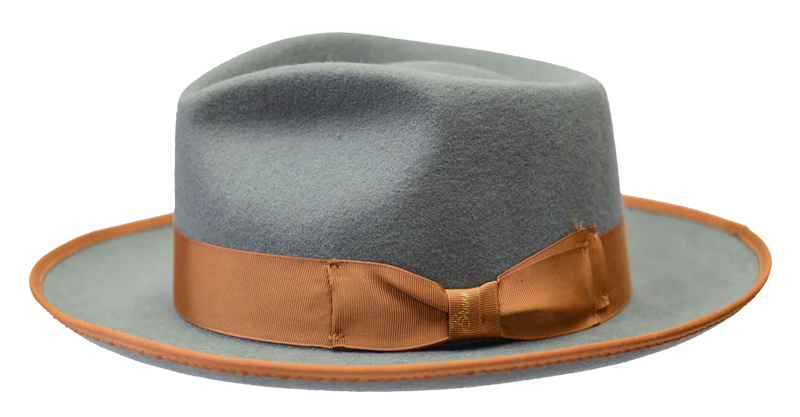 Grey/Cognac Night Hawk Collection Wool Felt 2-Tone Fedora Men&