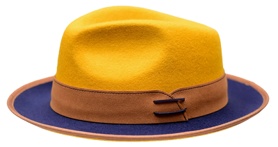 Mustard/Navy/Cognac Bruno Capelo Outcast Collection Wool Felt Fedora Men's Hat
